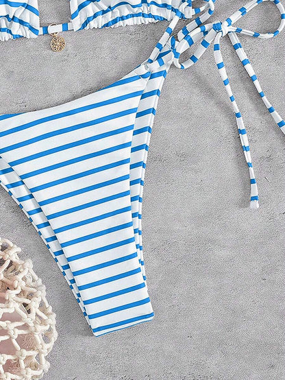 Marine Stripe Triangle Bikini Seti