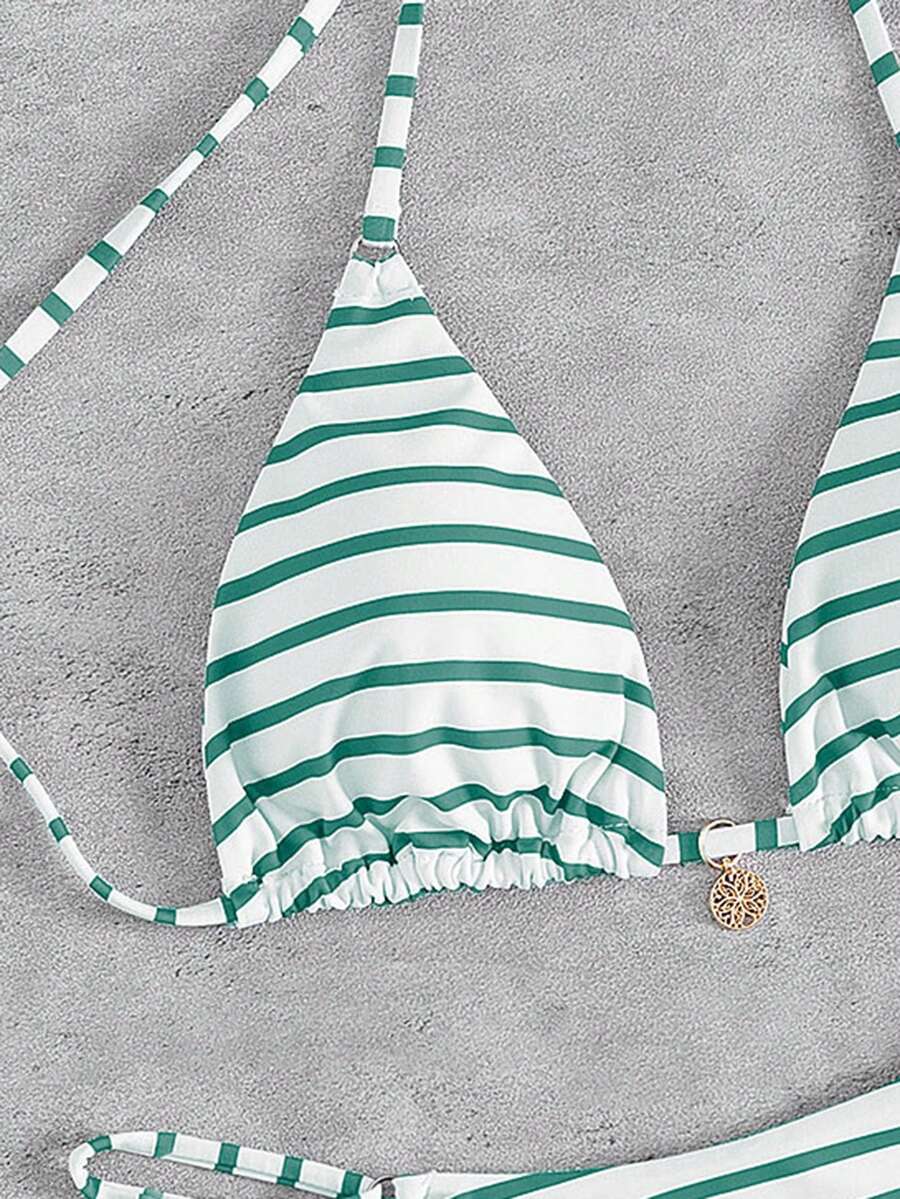 Marine Stripe Triangle Bikini Seti