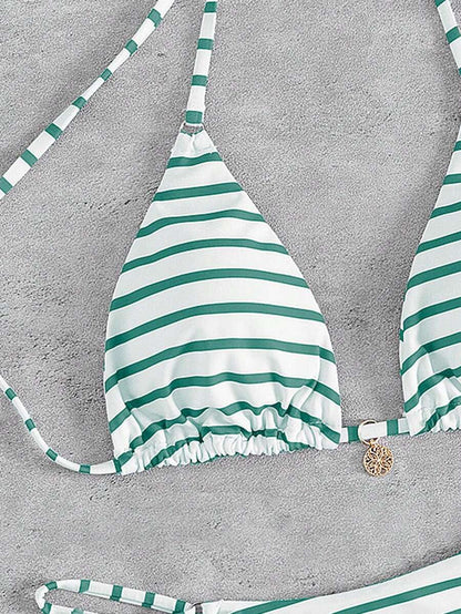 Marine Stripe Triangle Bikini Seti