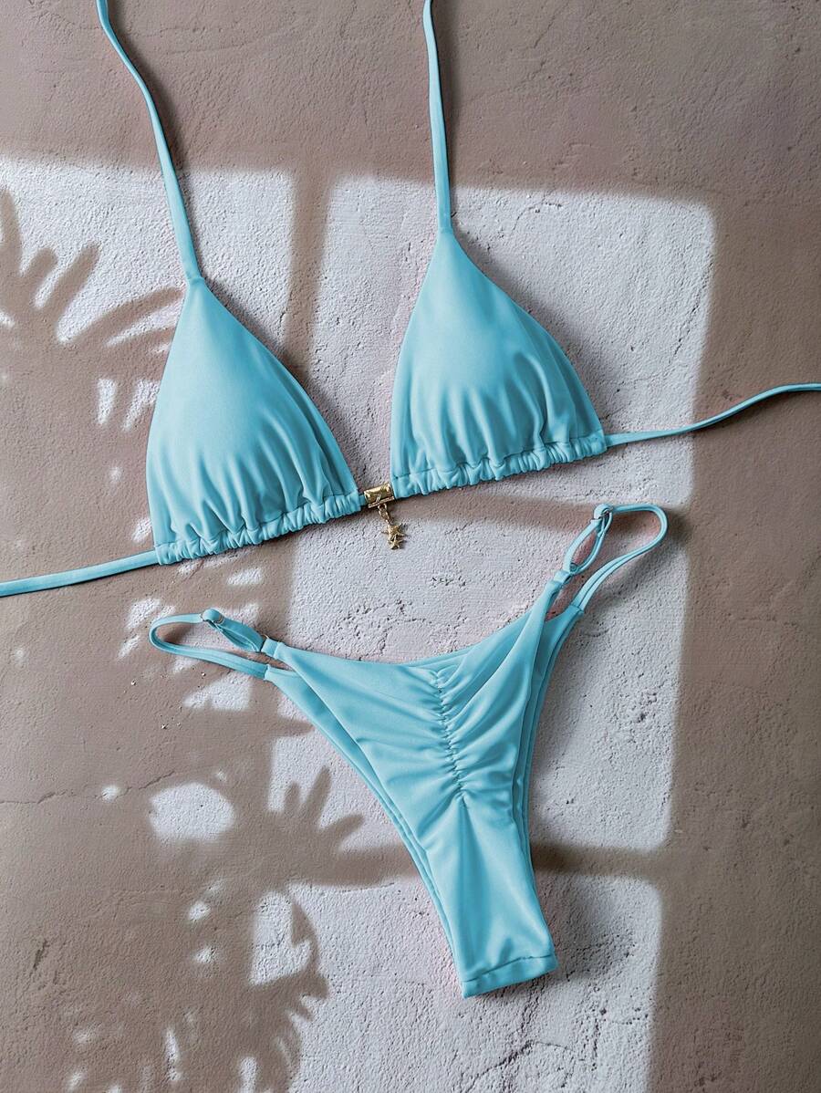 Swim Vcay  Askılı Bikini Seti Seksi Tanga Mayo