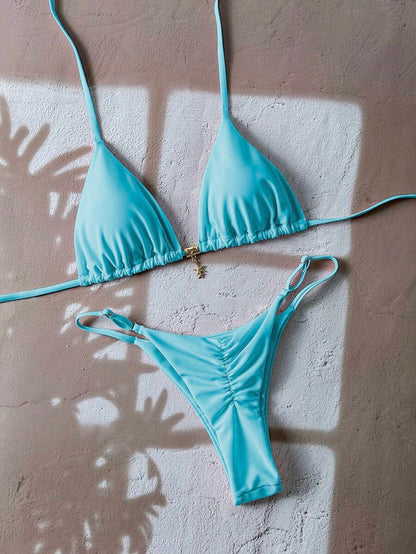 Swim Vcay  Askılı Bikini Seti Seksi Tanga Mayo