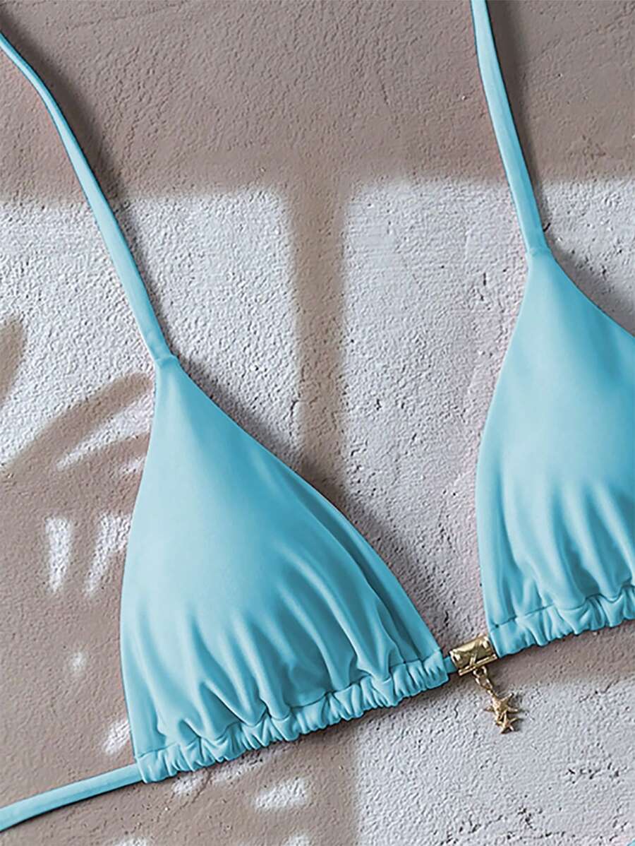 Swim Vcay  Askılı Bikini Seti Seksi Tanga Mayo