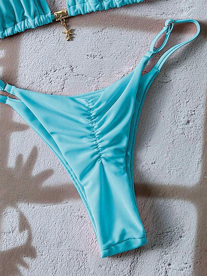 Swim Vcay  Askılı Bikini Seti Seksi Tanga Mayo