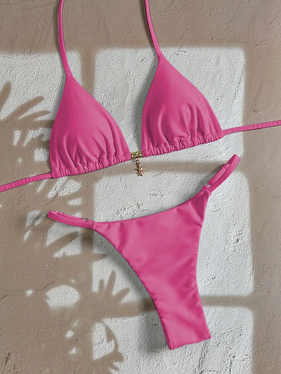 Swim Vcay  Askılı Bikini Seti Seksi Tanga Mayo