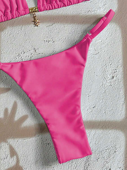 Swim Vcay  Askılı Bikini Seti Seksi Tanga Mayo