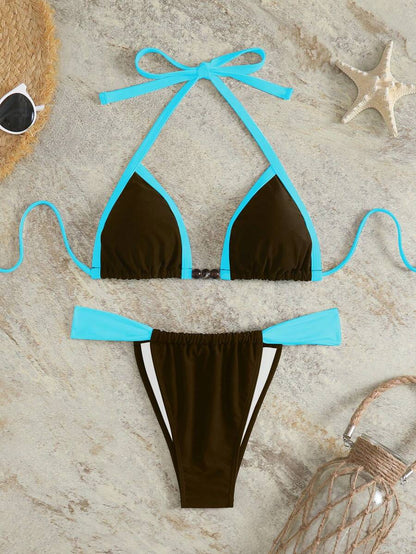 Retro Touch Renkli Üçgen Bikini Takımı