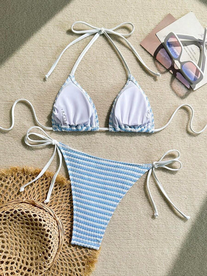 Swim Mood Üçgen Takım Dokulu Kumaş