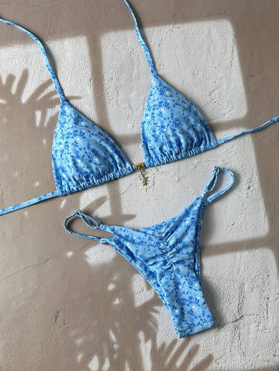 Swim Vcay  Askılı Bikini Seti Seksi Tanga Mayo