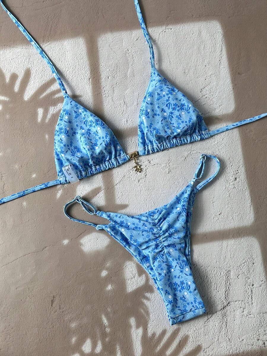 Swim Vcay  Askılı Bikini Seti Seksi Tanga Mayo