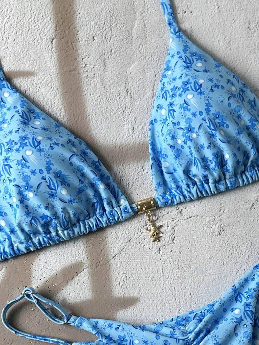 Swim Vcay  Askılı Bikini Seti Seksi Tanga Mayo