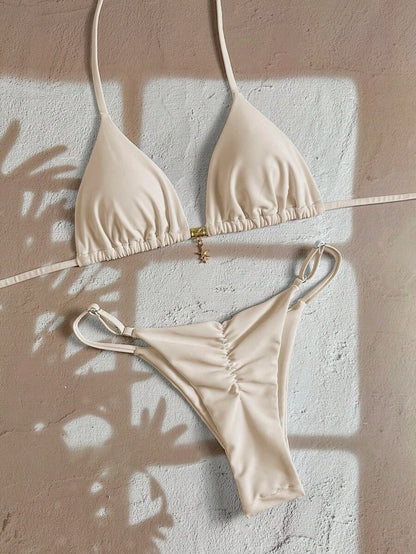 Swim Vcay  Askılı Bikini Seti Seksi Tanga Mayo