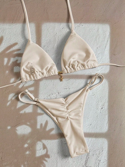 Swim Vcay  Askılı Bikini Seti Seksi Tanga Mayo