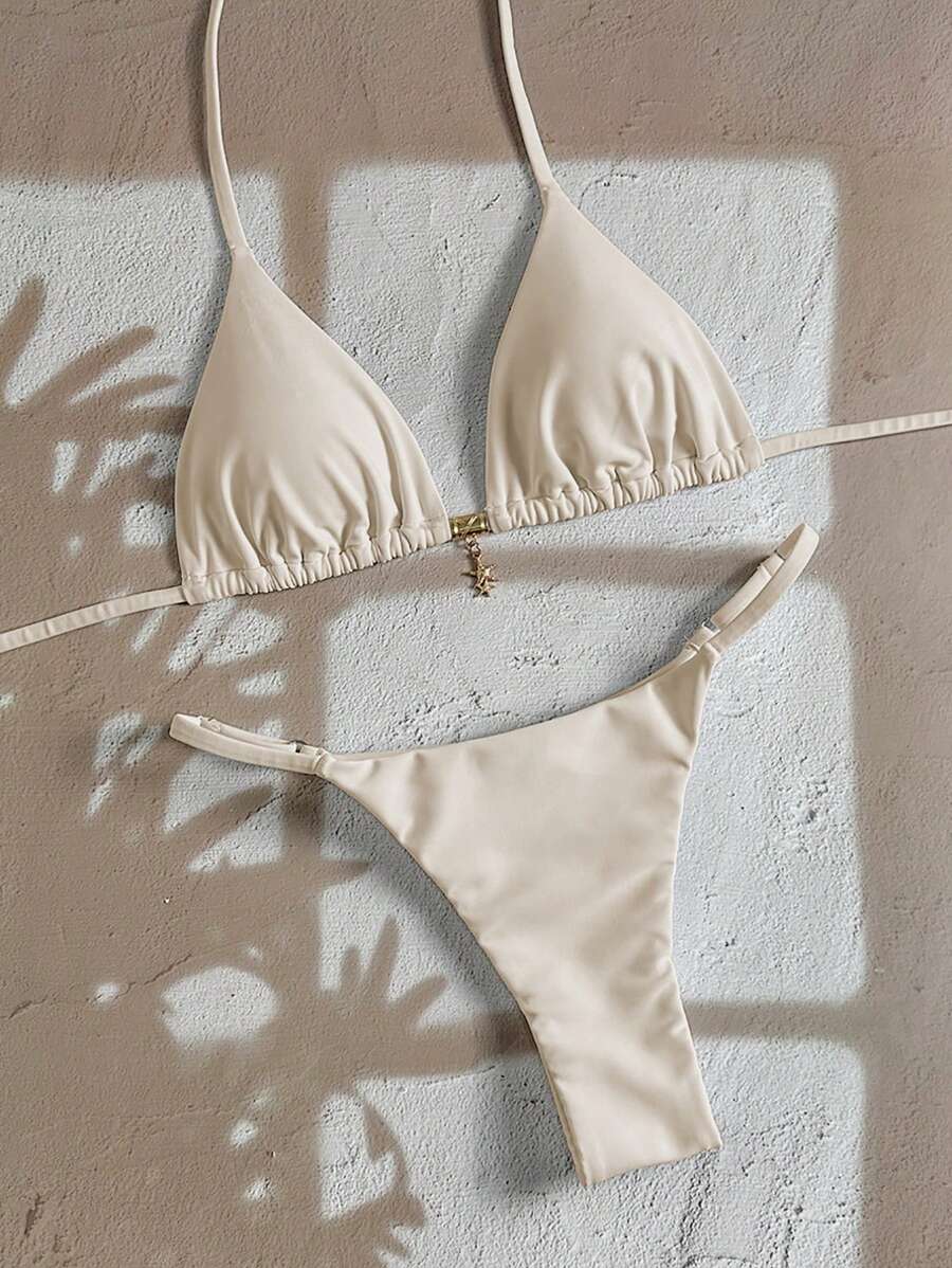 Swim Vcay  Askılı Bikini Seti Seksi Tanga Mayo