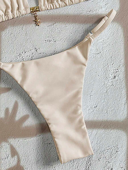 Swim Vcay  Askılı Bikini Seti Seksi Tanga Mayo