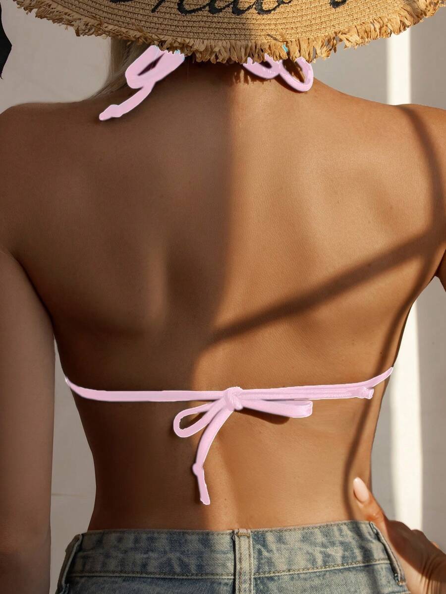 Swim Basics Seksi Düz Renk Askılı Bikini Üstü