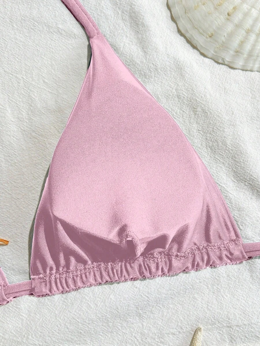 Swim Basics Seksi Düz Renk Askılı Bikini Üstü