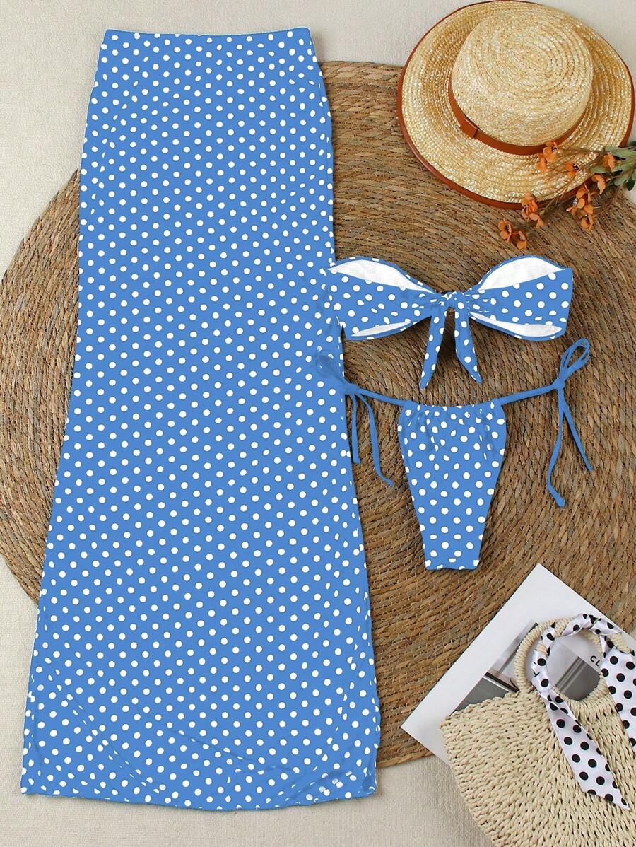 Polka Dot Sheer Maxi Pareo – Yırtmaçlı Plaj Cover-Up Etek