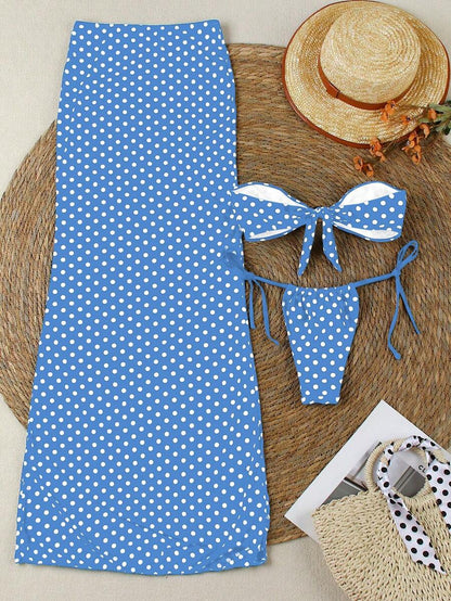 Polka Dot Sheer Maxi Pareo – Yırtmaçlı Plaj Cover-Up Etek