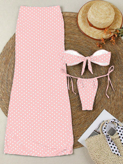 Polka Dot Sheer Maxi Pareo – Yırtmaçlı Plaj Cover-Up Etek