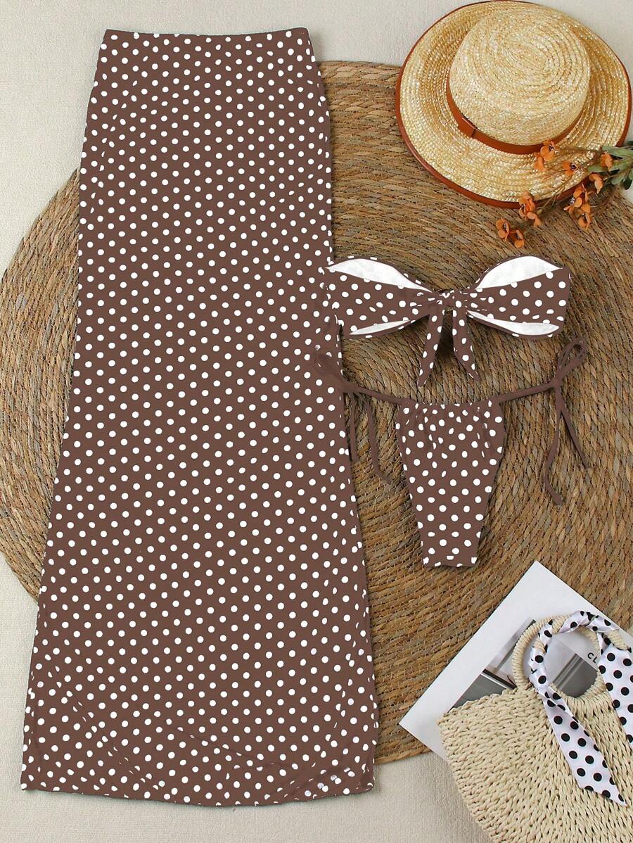 Polka Dot Sheer Maxi Pareo – Yırtmaçlı Plaj Cover-Up Etek