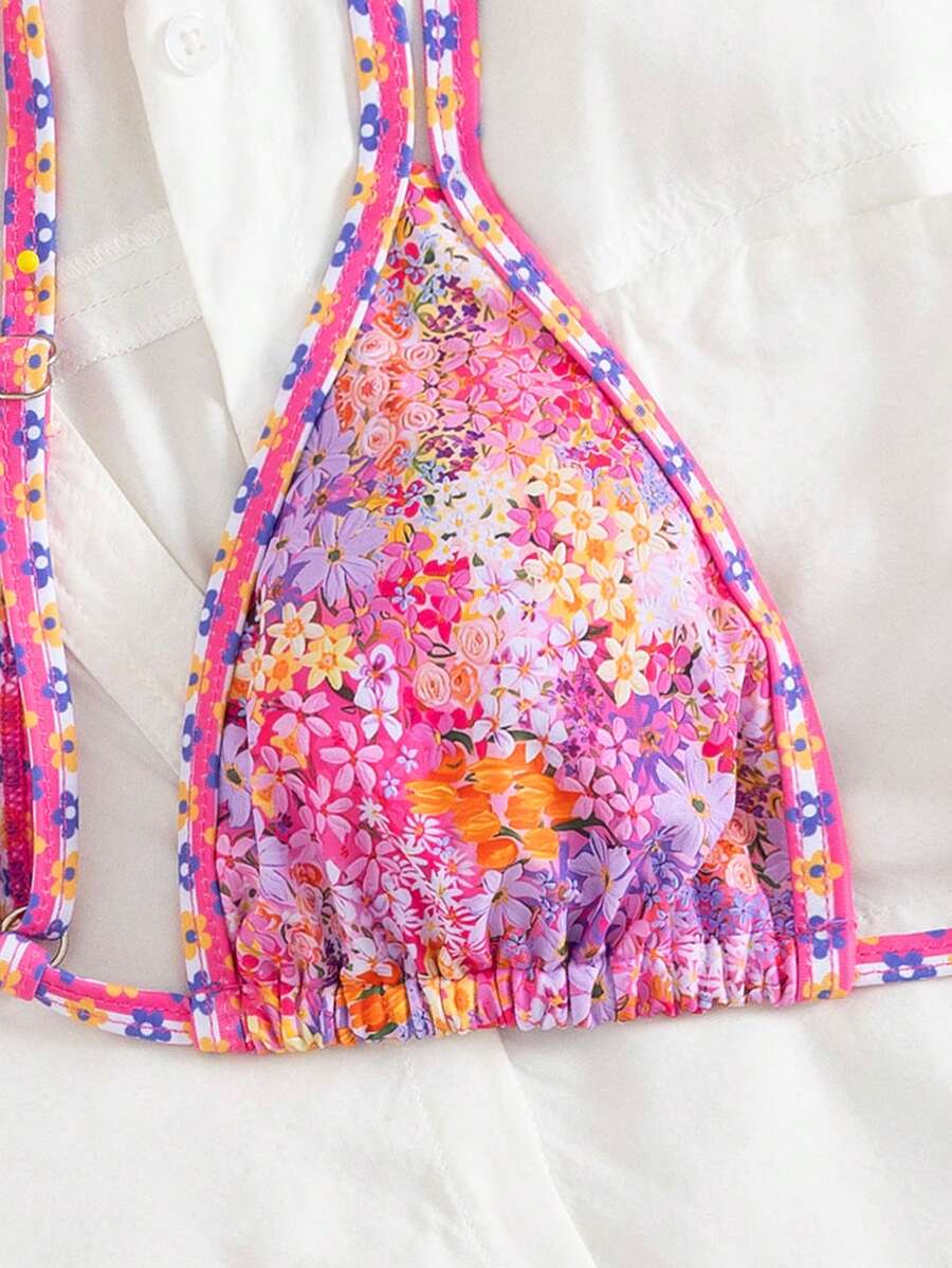 Ditsy Çiçekli Seksi Bağcıklı  Bikini