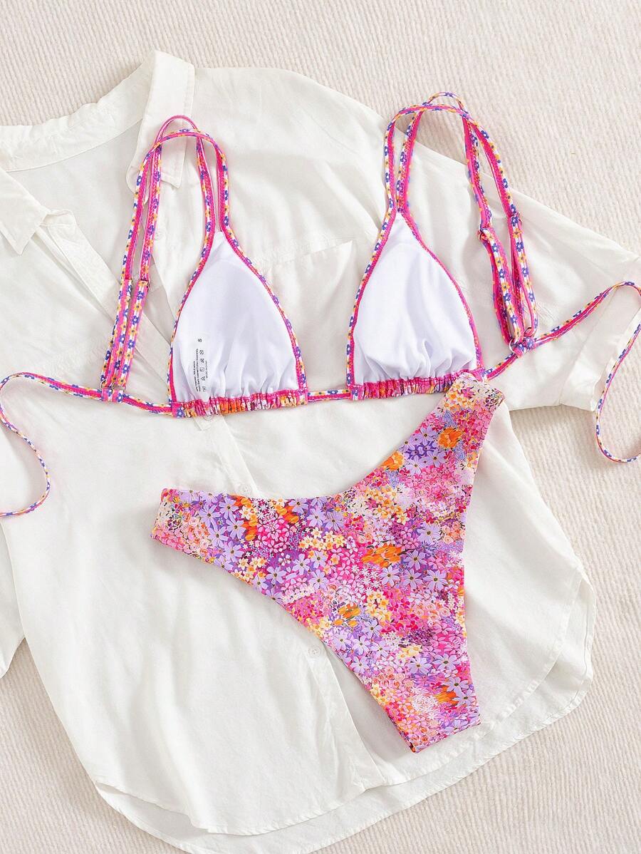 Ditsy Çiçekli Seksi Bağcıklı  Bikini