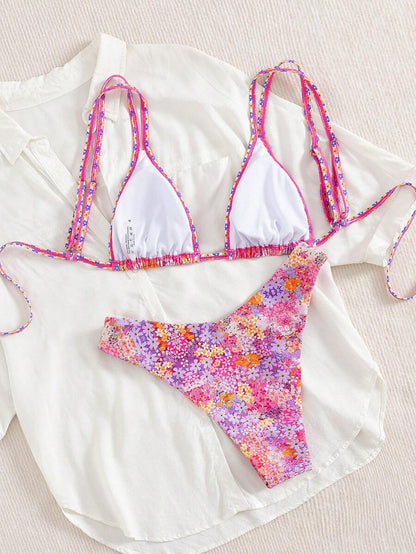 Ditsy Çiçekli Seksi Bağcıklı  Bikini