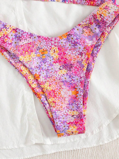 Ditsy Çiçekli Seksi Bağcıklı  Bikini
