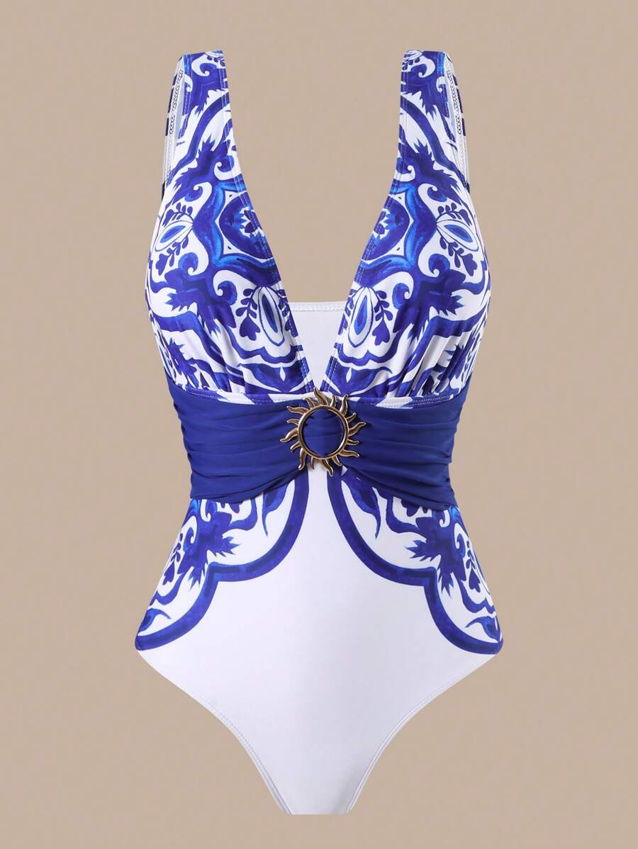 Swim Oasis Takım Etek ve File Pantolonlu Baskılı Mayo