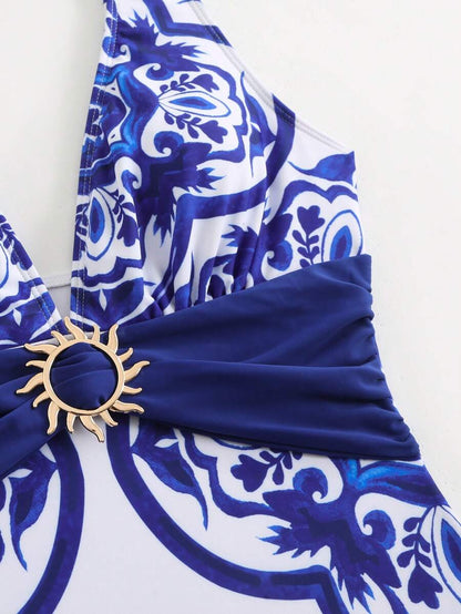 Swim Oasis Takım Etek ve File Pantolonlu Baskılı Mayo