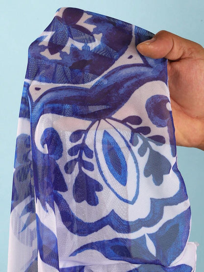 Swim Oasis Takım Etek ve File Pantolonlu Baskılı Mayo