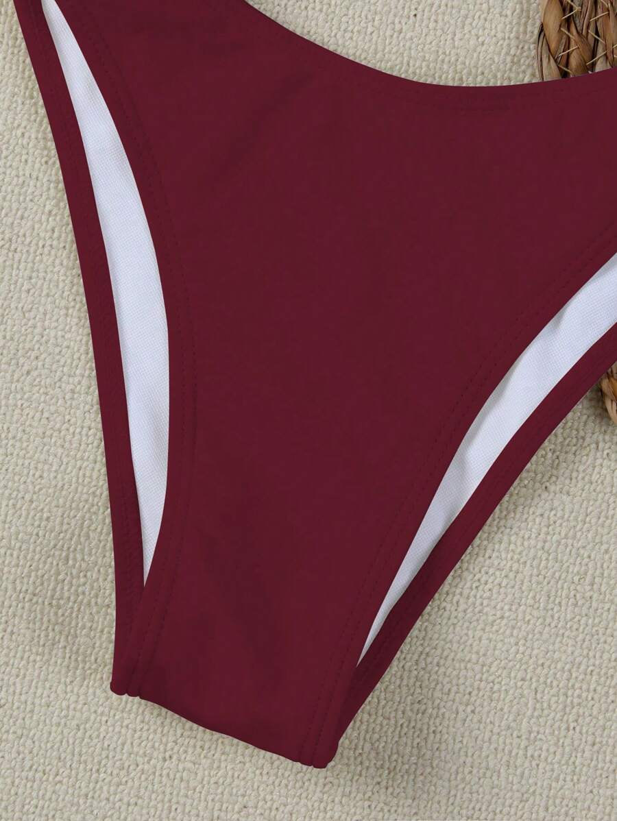 Polovedo Seksi Düz Renk Bandeau Bikini Seti