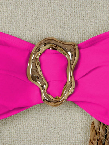 Polovedo Seksi Düz Renk Bandeau Bikini Seti