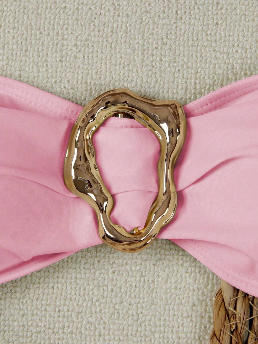 Polovedo Seksi Düz Renk Bandeau Bikini Seti