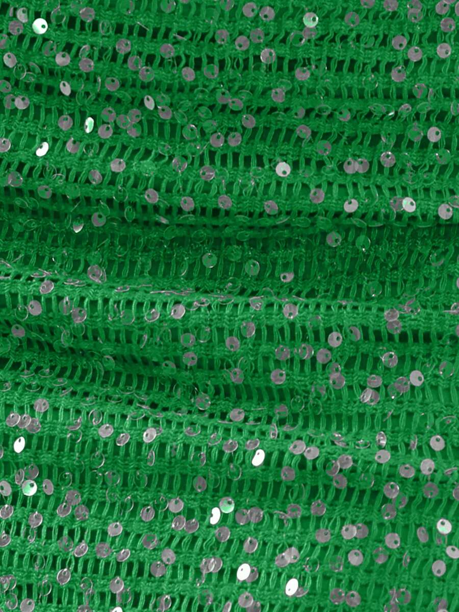 Musera Resort Halter Yaka  Boncuk Detaylı Payetli Örgü Üçgen Bikini