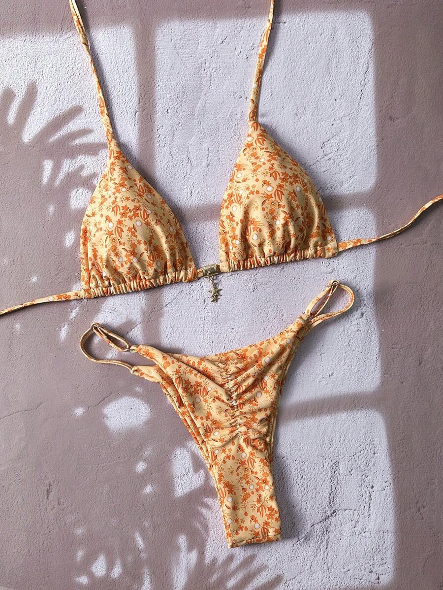 Swim Vcay  Askılı Bikini Seti Seksi Tanga Mayo