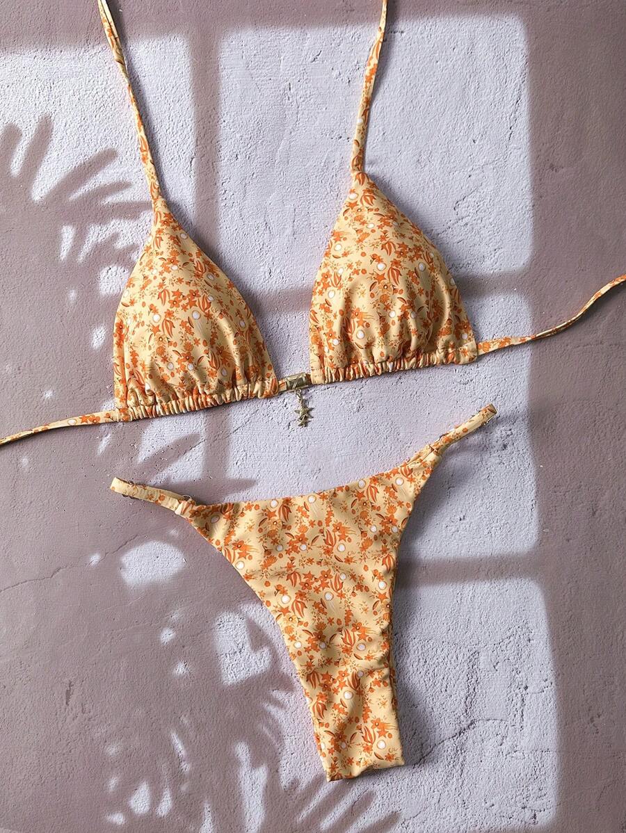 Swim Vcay  Askılı Bikini Seti Seksi Tanga Mayo