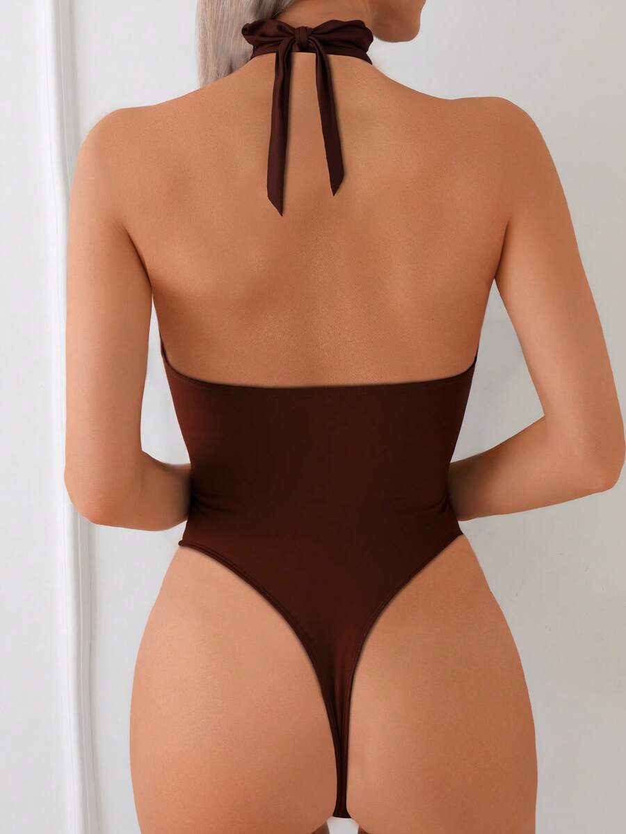 Swim Basics Springbreak Halter Yaka Yüksek Kesim Hollow Back Tek Parça Mayo