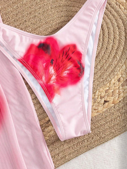 Çiçek Desenli Boho Tarzı Halter Bikini Seti