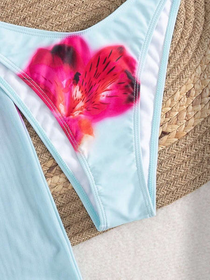 Çiçek Desenli Boho Tarzı Halter Bikini Seti