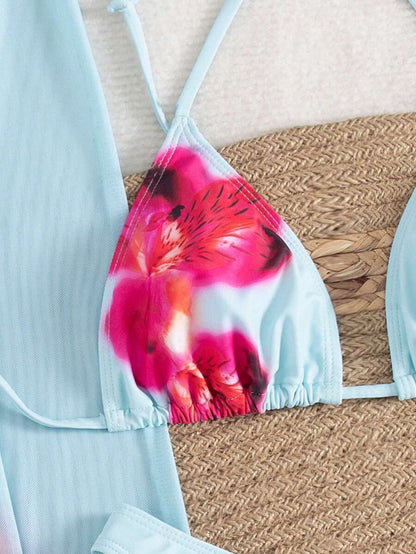 Çiçek Desenli Boho Tarzı Halter Bikini Seti