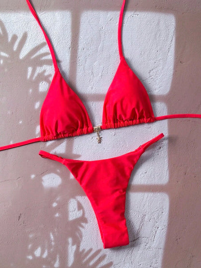 Swim Vcay  Askılı Bikini Seti Seksi Tanga Mayo