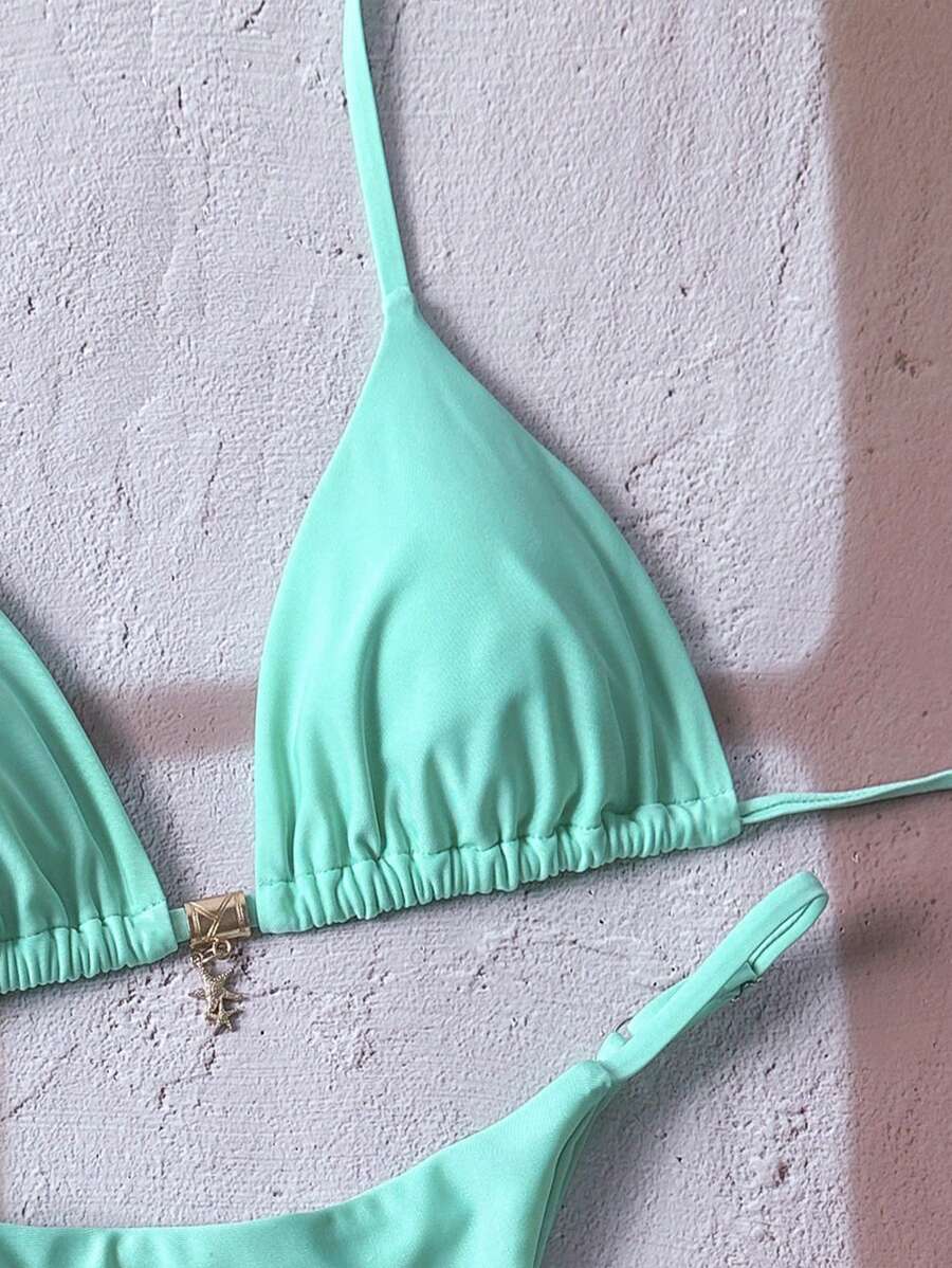 Swim Vcay  Askılı Bikini Seti Seksi Tanga Mayo