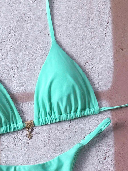 Swim Vcay  Askılı Bikini Seti Seksi Tanga Mayo