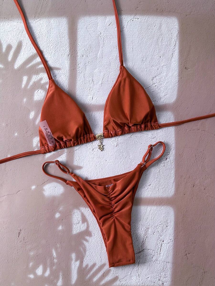 Swim Vcay  Askılı Bikini Seti Seksi Tanga Mayo