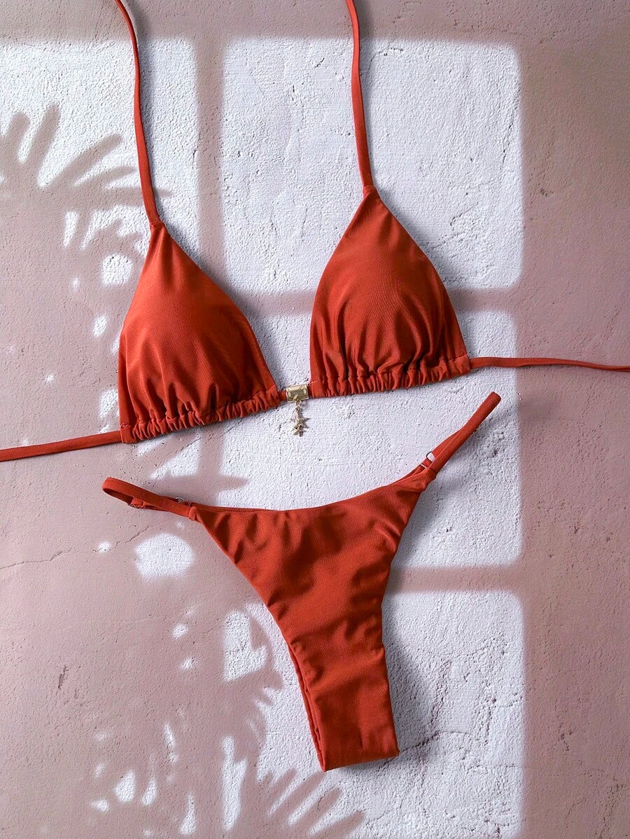 Swim Vcay  Askılı Bikini Seti Seksi Tanga Mayo