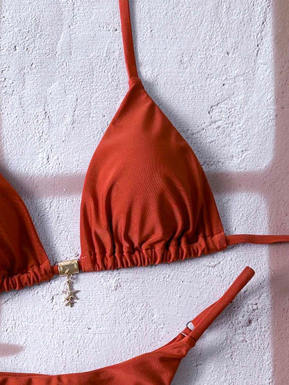 Swim Vcay  Askılı Bikini Seti Seksi Tanga Mayo