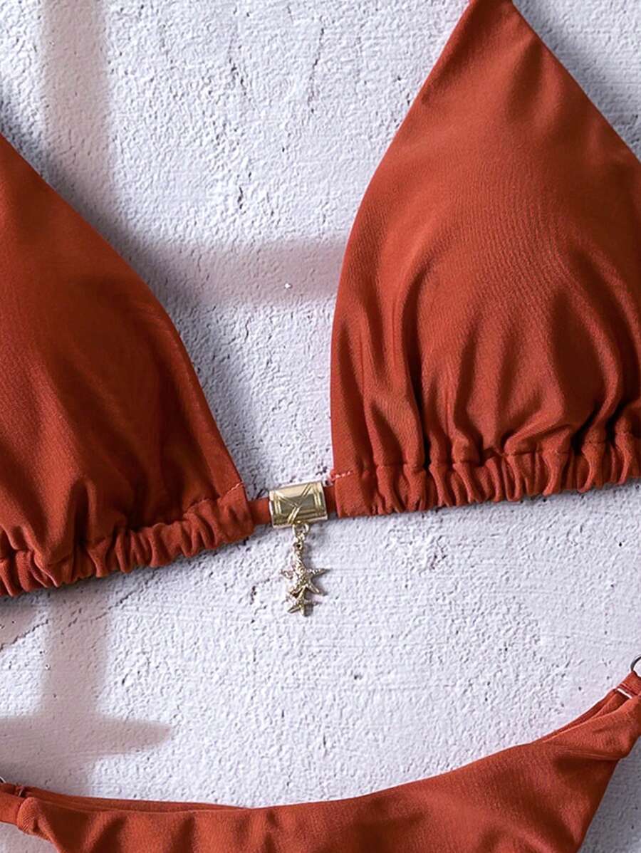 Swim Vcay  Askılı Bikini Seti Seksi Tanga Mayo