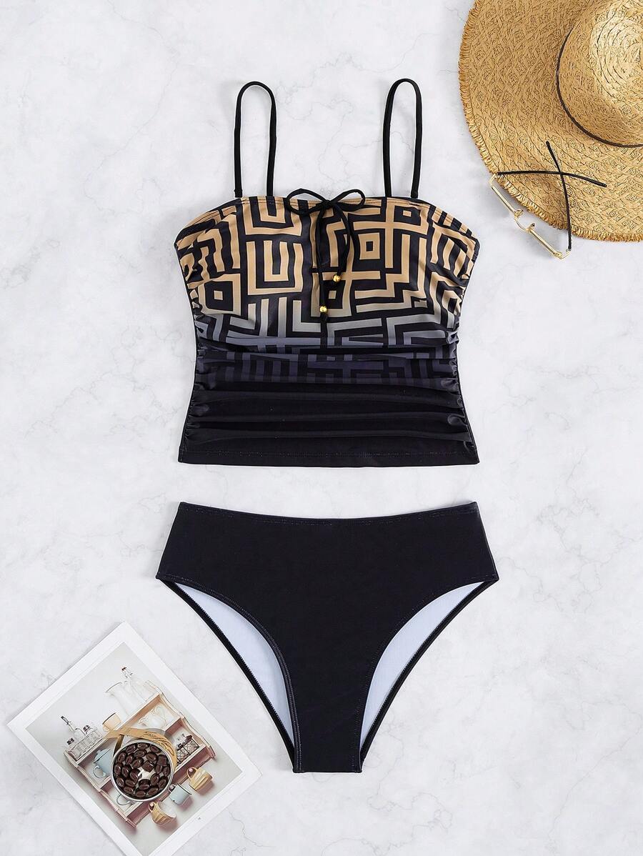 Athena Geo Strapless Bikini Seti – Yüksek Bel Plaj Takımı