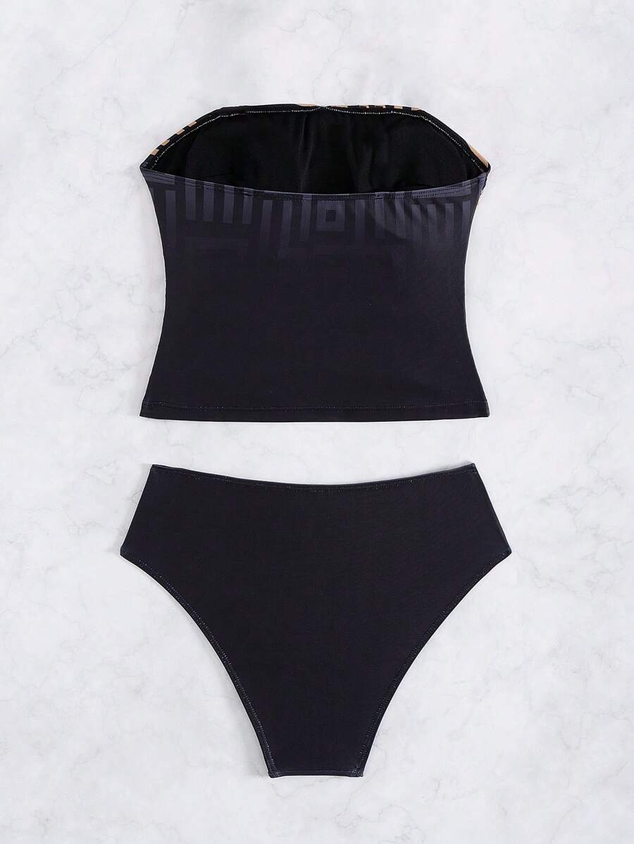 Athena Geo Strapless Bikini Seti – Yüksek Bel Plaj Takımı